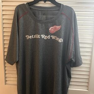 Detroit Red Wings NHL tee with red stitching along the seams